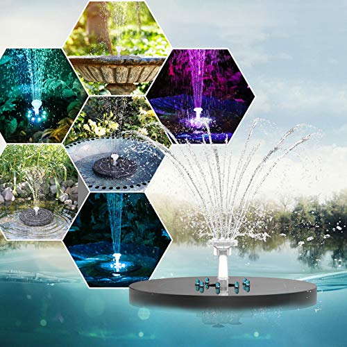 AISITIN Solar Springbrunnen 2021 Upgrade, 3.5W 180mm Solarbrunnen mit LED Licht Eingebaute Batterie 3000mAh Akku mit 6 Fontänenstile Solar Teichpumpe für Garten, Vogel-Bad, Fisch-Behälter - 9