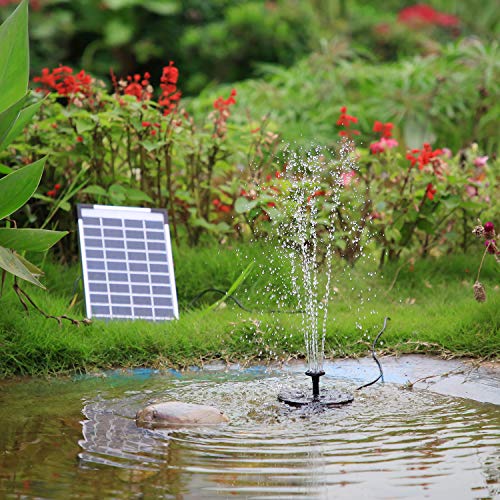 AISITIN Solar Springbrunnen 5.5W Eingebaute 1500mAh Batterie Solar Teichpumpe Wasserpumpe Solar Schwimmender Fontäne Pumpe mit 6 Fontänenstile für Vogelbad/kleinen Teich/Garten/Wasserzirkulation - 7
