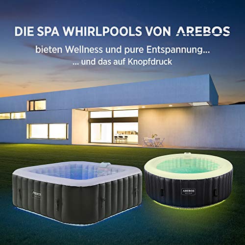 Arebos Whirlpool | automatisch aufblasbar | In- & Outdoor | 6 Personen | LED Leuchtband | 130 Massagedüsen | 910 Liter | Inkl. Abdeckung | Bubble Spa & Wellness Massage - 5