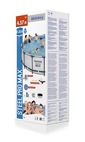 Bestway® Steel Pro MAX™ Aufstellpool Komplett-Set mit Filterpumpe Ø 457 x 122 cm, grau, rund - 3