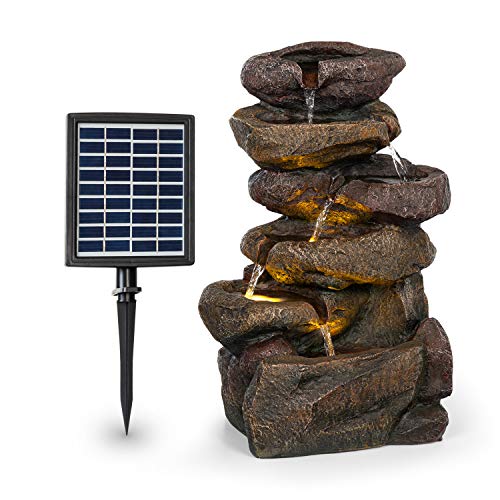 blumfeldt Savona Solarbrunnen,inkl. Solarpanel,Leistung: 2,8 Watt,Lithium-Ionen-Batterie (ca. 5h Laufzeit),LED-Beleuchtung,Material: Polyresin,frostbeständig,Steinoptik - 1