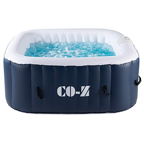 CO-Z Aufblasbarer Whirlpool für 4 Personen Spa Pool 1,5x1,5m Indoor Outdoor Pool 120 Massagedüsen Heizung 600 Liter mit Luftpumpe für Patio, Hinterhof, Garten (1,5x1,5 m) - 1