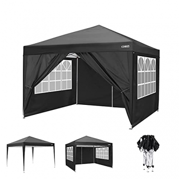 COBIZI 3x3M Pavillon mit 4 Seitenwänden Pop-Up UV-Schutz 50+ Wasserdicht Gartenfesten Faltpavillon - 1