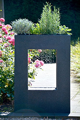 dobar Großer Design Garten-Brunnen mit Pumpe und LED´s, Polyresin, grau-schwarz, 54.5 x 19 x 76 cm, 96110e - 2