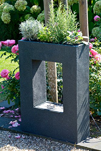 dobar Großer Design Garten-Brunnen mit Pumpe und LED´s, Polyresin, grau-schwarz, 54.5 x 19 x 76 cm, 96110e - 4