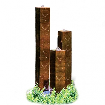 Köhko® Wasserspiel aus Cortenstahl mit LED-Beleuchtung „Brasilien“ 31001 Höhe 65-95-125 cm Gartenbrunnen - 1
