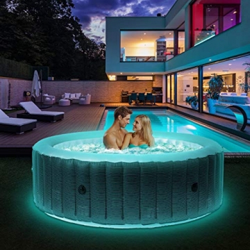 Miweba MSpa aufblasbarer Whirlpool 2021 Starry C-ST061 Outdoor - inkl. LED Band - 138 Düsen - 204 x 70 cm - Tüv GS geprüft - 930 Liter - Pool aufblasbar (Comfort Starry 6 Personen) - 1