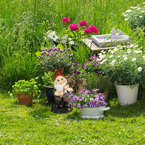 Relaxdays Gartenzwerg mit Eichelkörbchen, wetterfest & frostsicher, Garten & Beet, klassisches Design, Gartenfigur, bunt - 5