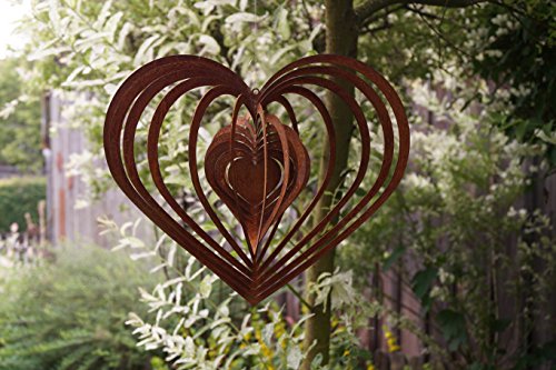 Rostalgie Edelrost Windspiel Spirale Herz groß 30 x 26 cm Gartendekoration Geschenk - 2