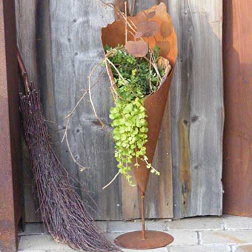 Rostikal Metall Pflanztüte für Garten 80 cm Gartendeko Vintage Rost Deko Wohnzimmer Frühlingsdeko - 2