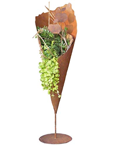 Rostikal Metall Pflanztüte für Garten 80 cm Gartendeko Vintage Rost Deko Wohnzimmer Frühlingsdeko - 1