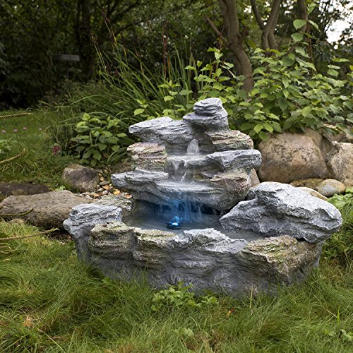 STILISTA Mystischer Gartenbrunnen Olymp Brunnen in Steinoptik 100x80x60cm groß Springbrunnen inkl. Pumpe und LED- Beleuchtung rot blau gelb grün - 3
