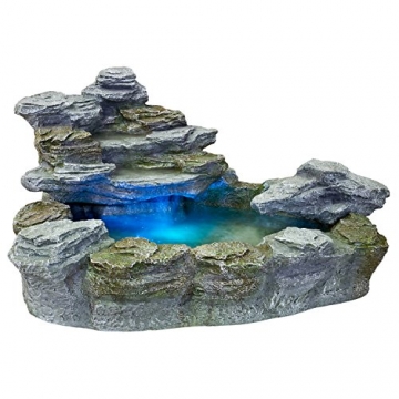 STILISTA Mystischer Gartenbrunnen Olymp Brunnen in Steinoptik 100x80x60cm groß Springbrunnen inkl. Pumpe und LED- Beleuchtung rot blau gelb grün - 1