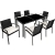 TecTake 800663 Poly Rattan Gartenmöbel Gartengarnitur Essgruppe 6 Stühle & 1 Tisch, leicht und strapazierfähig, mit Edelstahlschrauben - Diverse Farben (Schwarz | Nr. 403027) - 1
