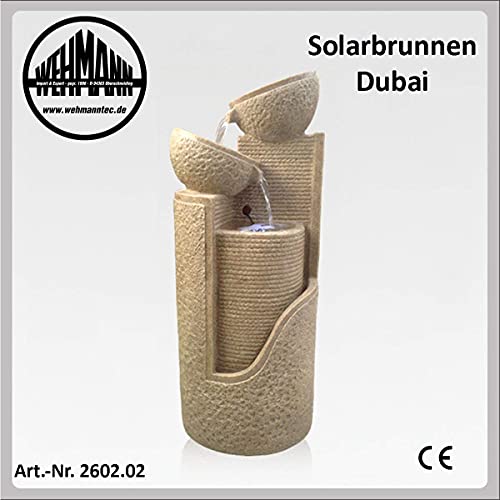 Wehmann Solarspringbrunnen Solarbrunnen Dubai Garten Brunnen Kaskade Komplettset für Garten und Terrasse Tag und Nacht ! NEU Bonus Gratis Ladeteil - 2