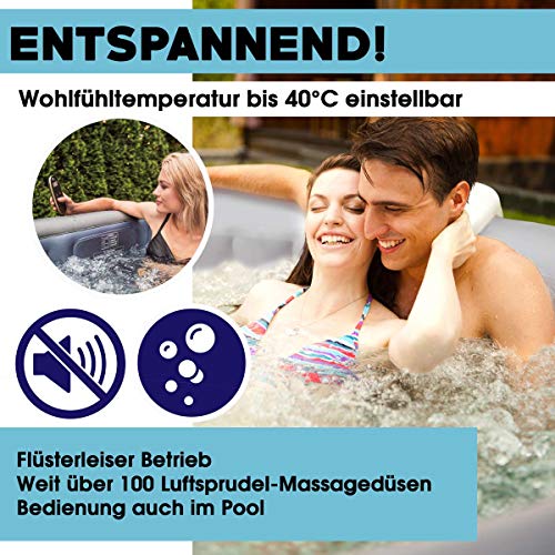 Whirlpool aufblasbar MSpa Tekapo für 4 Personen 158x158cm In-Outdoor Pool 108 Massagedüsen Timer Heizung Aufblasfunktion per Knopfdruck Bubble Spa Wellness Massage - 2