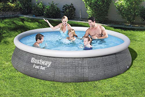 Bestway Fast Set™ Pool, 396 x 84 cm, Set mit Filterpumpe, rund, graue Rattan-Optik - 8