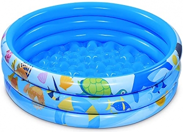 iBaseToy 120 cm x 28 cm aufblasbarer Kinderpool, 3 Ringe Kreise aufblasbarer Pool für Sommerwasserparty, Wasserbabypool, Familienpool für den Außenbereich, Garten, Garten, ab 3 Jahren - 1