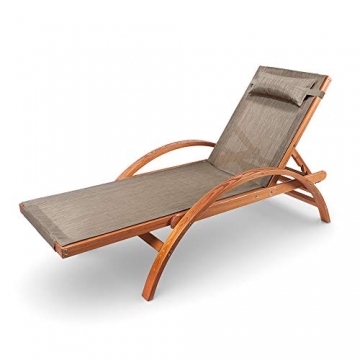 Ampel 24 Liegestuhl Karibik, verstellbare Rückenlehne, Sonnenliege mit Armlehnen, Gartenmöbel aus vorbehandeltem Holz, wetterfeste Gartenliege - 1