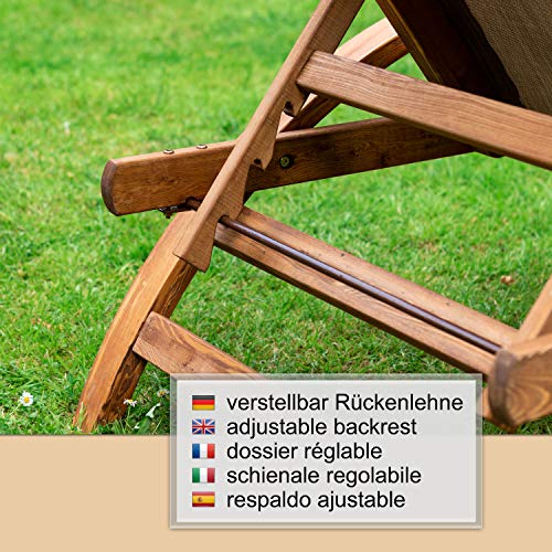 Ampel 24 Liegestuhl Karibik, verstellbare Rückenlehne, Sonnenliege mit Armlehnen, Gartenmöbel aus vorbehandeltem Holz, wetterfeste Gartenliege - 7