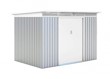 GARDIUN KIS12136 - Metallhaus London; 5,71 m², Außenbereich, 206 x 277 x 187 cm, verzinkter Stahl, silbern / weiß - 1