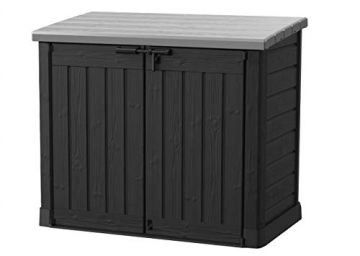 Store it out Max Mülltonnenbox mit Gasdruckfeder, wetterfest, abschließbar, schwarz, 1.200 L, 145,5 x 82 x 125cm - 1