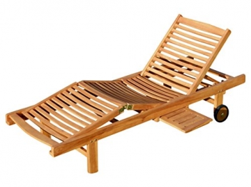 ASS Hochwertige Teak Sonnenliege Gartenliege Strandliege Liegestuhl Holzliege Holz sehr robust Modell: Cozy von - 1