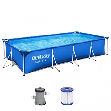 Bestway Steel Pro Frame Pool-Set mit Filterpumpe 400 x 211 x 81 cm , blau, eckig - 1