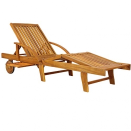 Casaria Sonnenliege Tami Sun Akazien Holz verstellbar ausziehbarer Tisch klappbar Gartenliege Holzliege Liege Liegestuhl - 1