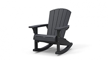 Keter Allibert by Rocking Adirondack Chair, Outdoor Schaukelstuhl aus Kunststoff, wetterfest, amerikanischer Design-Klassiker, für Garten, Terrasse und Balkon, extra breite Armlehn Grau - 1