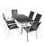 Nexos 7-teiliges Gartenmöbel-Set – Gartengarnitur Sitzgruppe Sitzgarnitur aus Stapelstühlen & Esstisch – Aluminium Kunststoff Glas – schwarz grau - 1