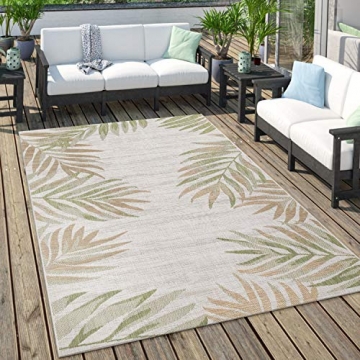 Outdoor Teppich Für Terrasse Und Balkon Pastell Palmen Design, Grösse:200x280 cm, Farbe:Grün 3 - 1