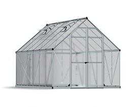 Palram 701944 8 x 12 ft Essence Gewächshaus inkl. transparente Polycarbonat/Aluminium Rahmen/Boden – silber - 1