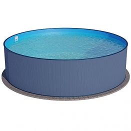 Summer Fun Stahlwandpool rund Größe wählbar, 120cm tief, Stahl 0,4mm anthrazit, Folie 0,4mm blau, Einhängebiese 450x120 cm - 1