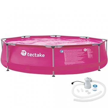 tectake 800580 Swimming Pool, Leichter Auf- und Abbau, robuste und Starke Folie (Pink | Ø 300 cm) - 1