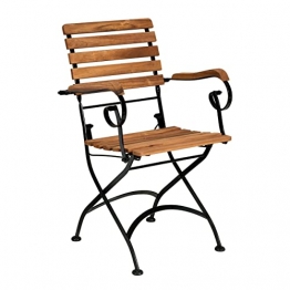 Butlers Gartenstuhl mit Armlehne PARKLIFE in schwarz 59x52x90 cm - Klappstuhl aus FSC-Akazienholz und Metall für Balkon oder Garten - 1