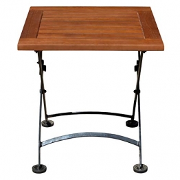 Spetebo Eukalyptus Gartentisch mit Metall Gestell - 45 cm - Garten Klapptisch Holz Bistrotisch Beistelltisch - 1