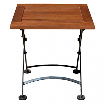 Spetebo Eukalyptus Gartentisch mit Metall Gestell - 45 cm - Garten Klapptisch Holz Bistrotisch Beistelltisch - 1