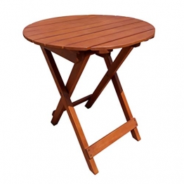 Spetebo Eukalyptus Gartentisch rund - 50x45 cm - Holz Biergartentisch Balkon Tisch Klapptisch Bistrotisch - 1