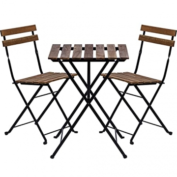 STILISTA® Bistro-Set 3-teilig aus Akazienholz 1x Tisch + 2X Stuhl, klappbar - 1