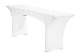TexDeko Stretch Biertischhussen BELANA 20% ELASTAN (nur Tisch) 220 cm Premium-Qualität (Weiß, Tischbreite: 70cm) - 1