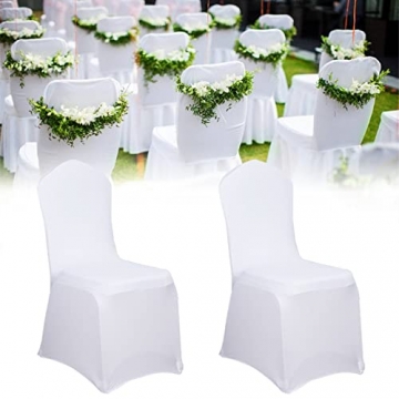 XMTECH Universell Stuhlhussen Stuhl Husse Stretch Weiß Stuhlbezüge Moderne für Hochzeiten und Party Dekoration (100 Stück) - 1
