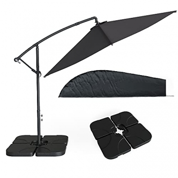 Ampelschirm Sonnenschirm 300cm Set inkl. Schutzhülle + Schirmständer befüllbar - 1