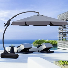 Grand patio Ampelschirm mit Schirmständer, Sonnenschirm 300cm Mit praktischer Handkurbel, Leicht zu Bewegendes Rad, Gartenschirm für Garten, Balkon, Terrass (Grau) - 1