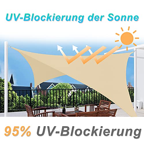 IBIZSAIL Markise-Wasserdicht- 95% UV Sonnenschutz - Gebogenes Rechteck - Geeignet für Garten、 Balkon、 Outdoor - Sand - 300 x 200 cm - 3