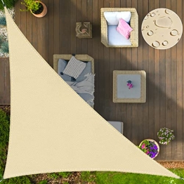 IOAOI Sonnensegel 3m x 4m x 5m Dreieck rechtwinklig Markise 98% UV Schutz Sonnensegel Wasserdicht Sonnensegel für Balkon Garten und Terrasse - Creme - 1