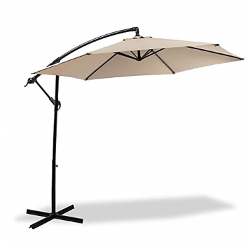 MaxxGarden Ampelschirm ⌀300cm + Abdeckung mit Kurbelvorrichtung UV-Schutz Aluminium Wasserabweisend - Sonnenschirm - Gartenschirm - Marktschirm - Taupe - mit Sonnenschirmbezug - 1