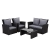 MeXo Polyrattan Lounge Set - Gartenlounge für 3-4 Personen Gartenmöbel Set Frei kombinierbare Elemente Sitzgruppe mit Gartensofa, Sessel, Hocker Beistelltisch mit Sitzkissen - 1