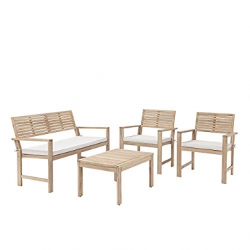 NATERIAL - Gartenmöbel Set Solis - Gartenlounge - 4 Personen Balkon Möbel Set - Sitzgruppe Garten - Akazie - Holz/Weiß - Lounge Set - 1