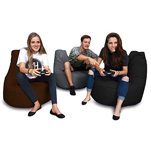 Patchhome Gamer Kissen Lounge Kissen Sitzsack Sessel Sitzkissen In & Outdoor geeignet fertig befüllt | Anthrazit - Ø 75cm x Höhe 80cm - in 2 Größen und 25 Farben - 4